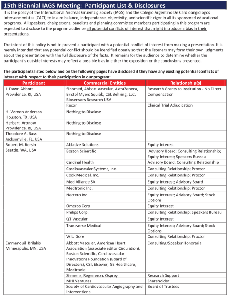 Faculty Disclosures 1 - Patagonia